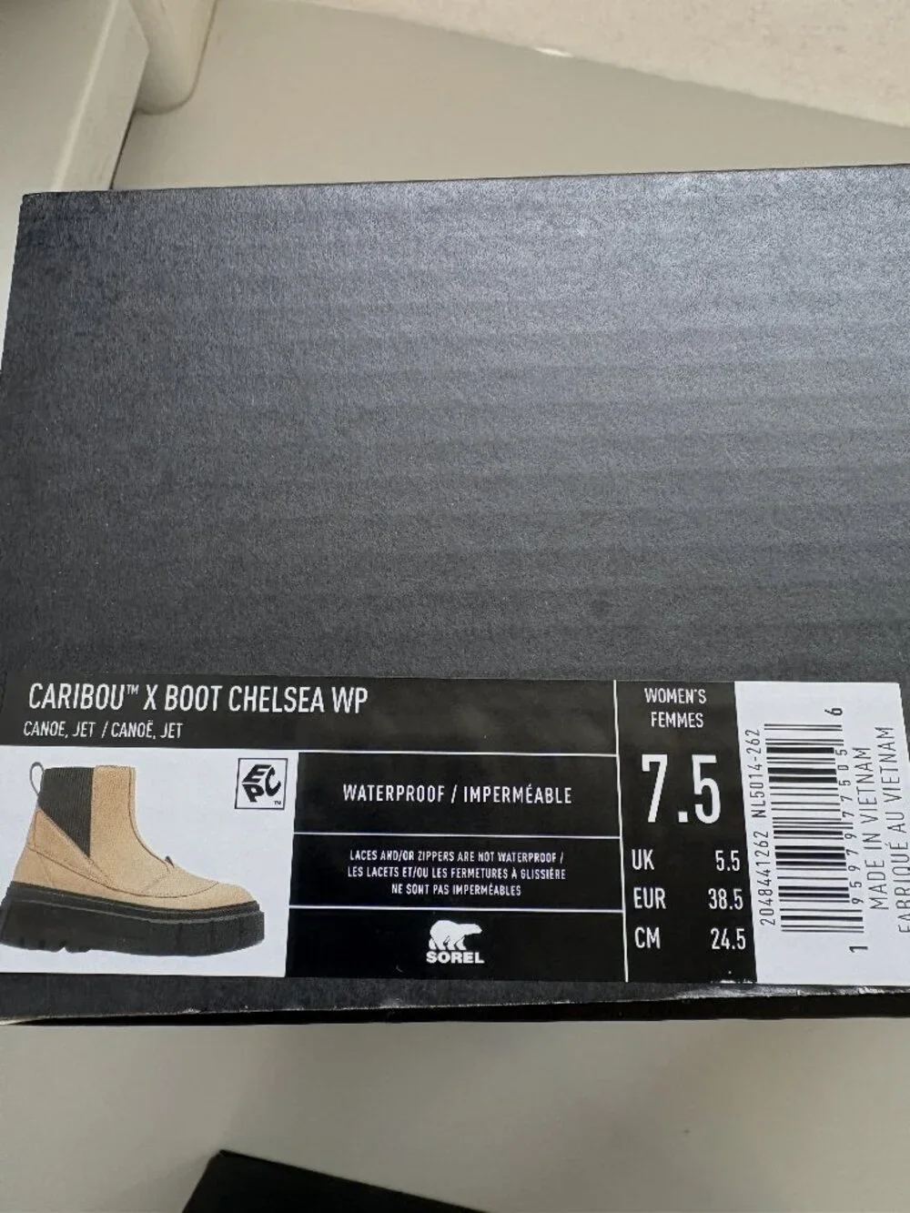 Sorel Caribou X Chelsea Boots Leather Booties Waterproof Canoe Jet Size 7.5 NEW